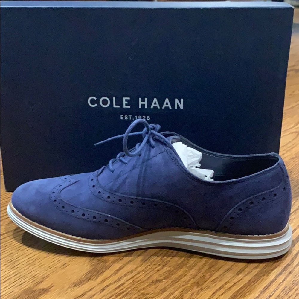 Cole Haan Original Grand Blue Suede wingtip Oxford